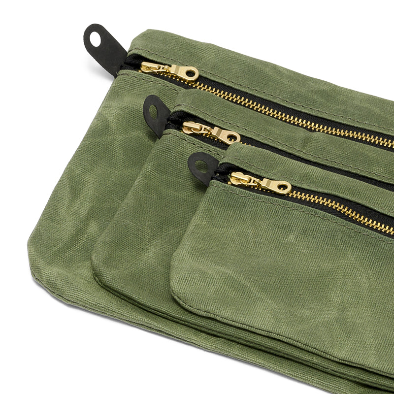 Zipper bag close up green.