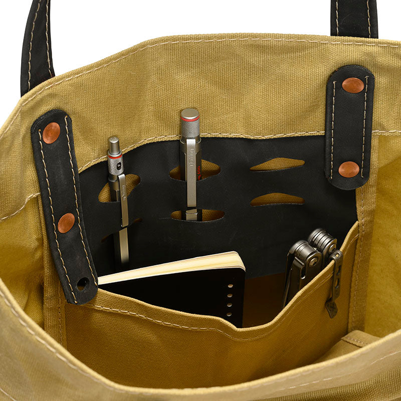 Close up Odyssey Tan Tote Organizer Styled